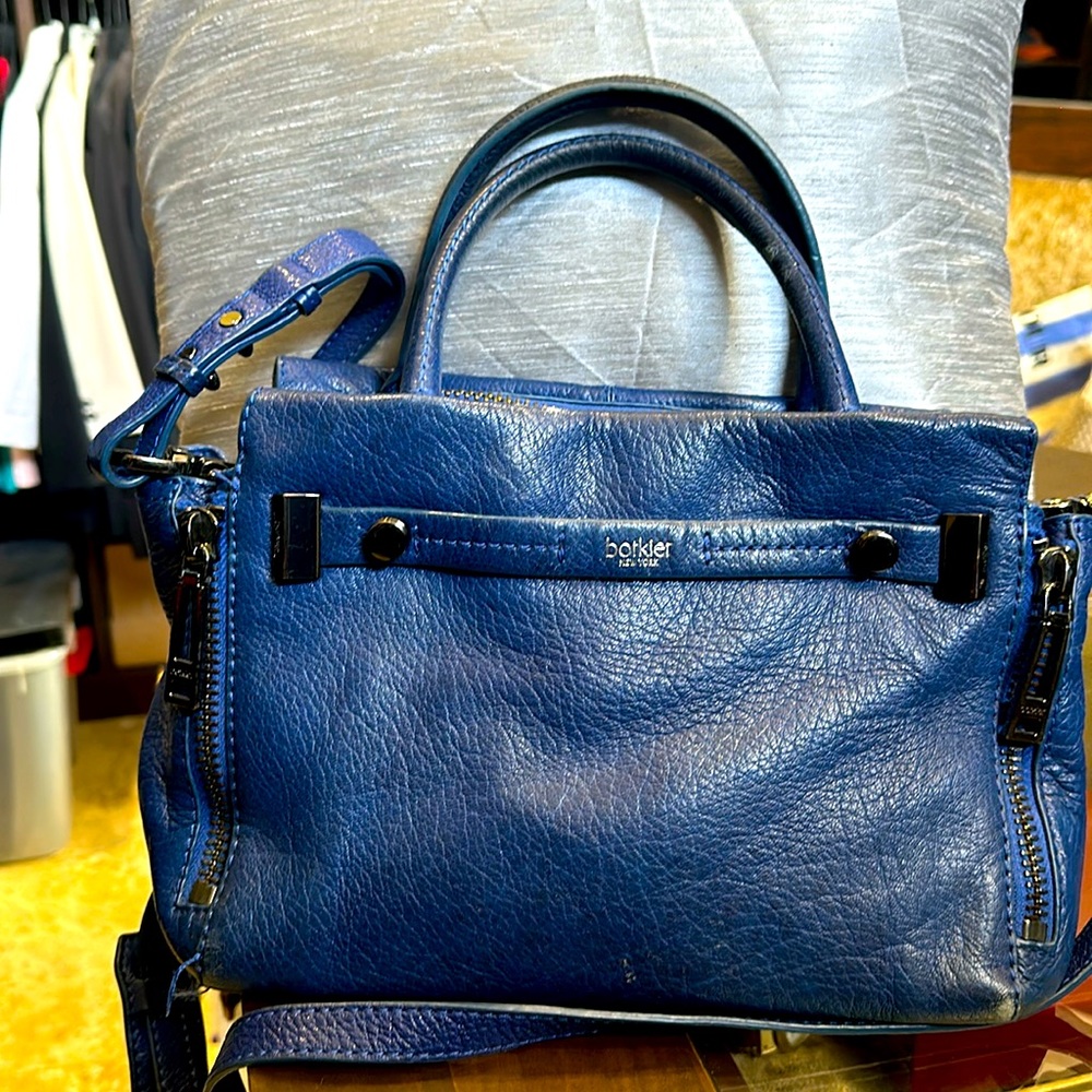 Botkier cobalt blue medium satchel with crossbody strap